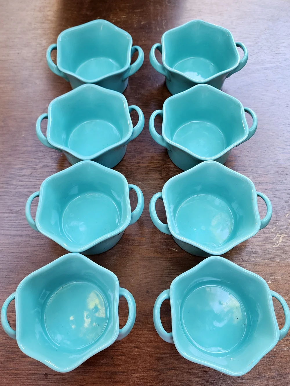 BIA Cordon Bleu Hand Glazed Scalloped Ramekins Turquoise Aqua Set of 8
